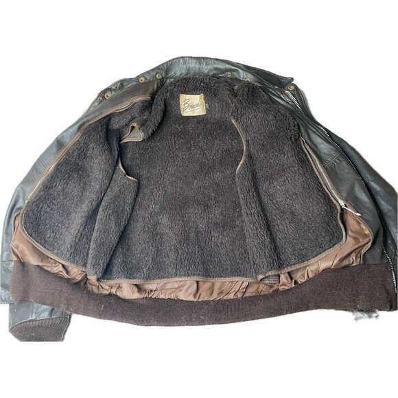 Vintage Berman's Brown Leather Bomber Jacket Men's M 40 Zip Out Lining - Picture 3 of 10